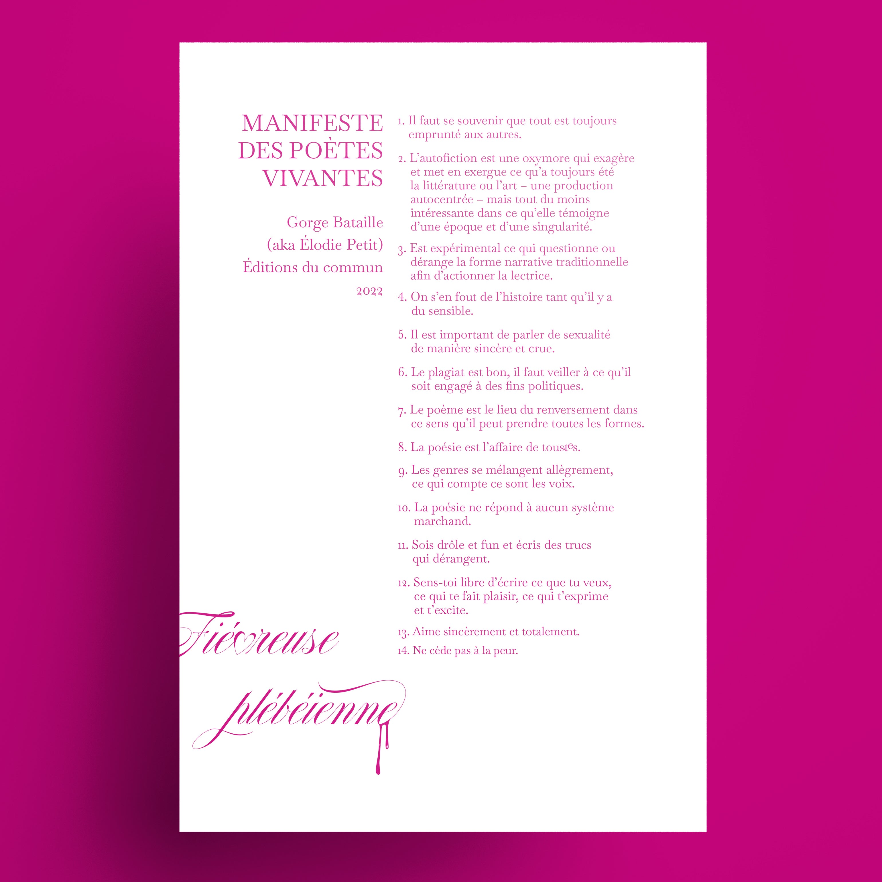 Couverture du livre Affiche Manifeste des poètes vivantes